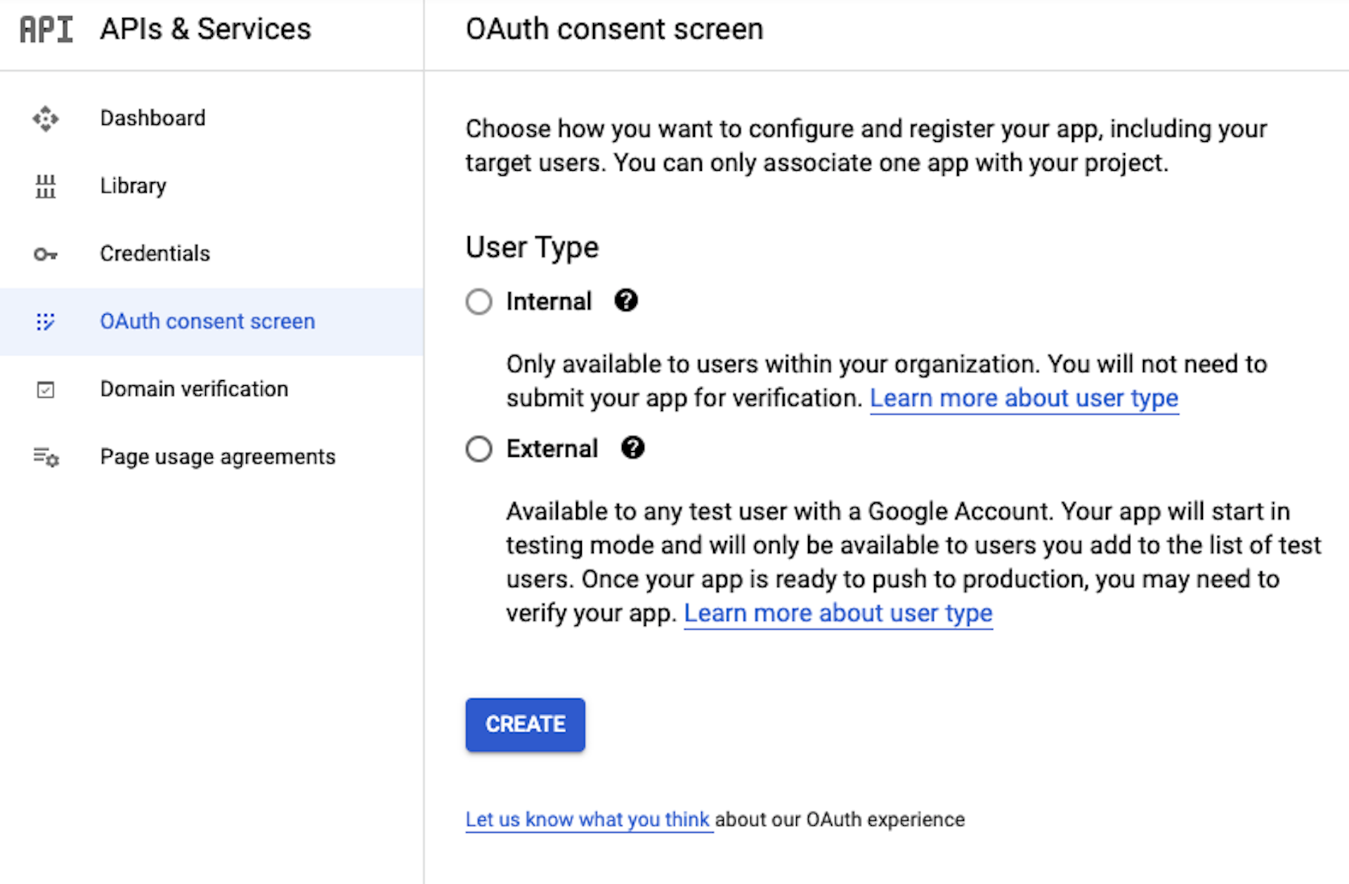 OAuth Consent Start Screen